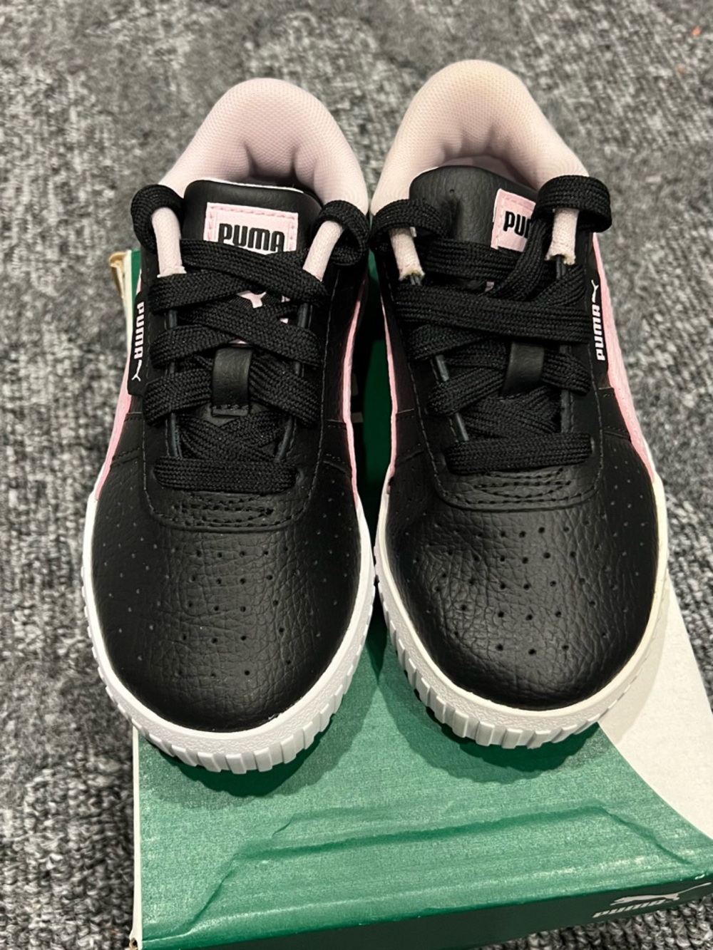 Puma Kids Black Sneakers with Pink Trim